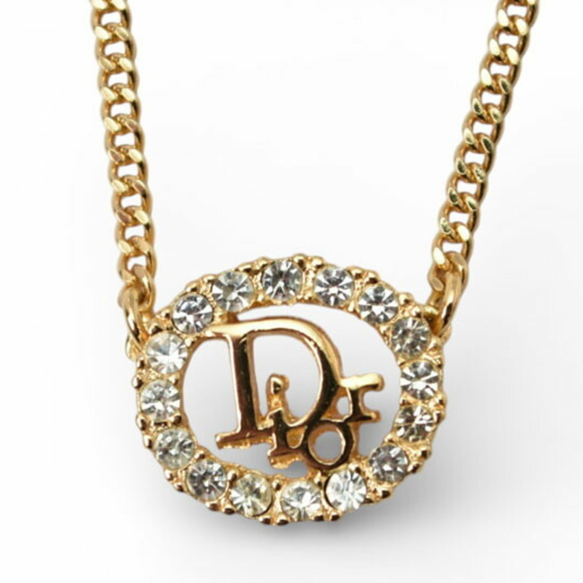 Christian Dior Necklace, Rhinestone, Gold.
